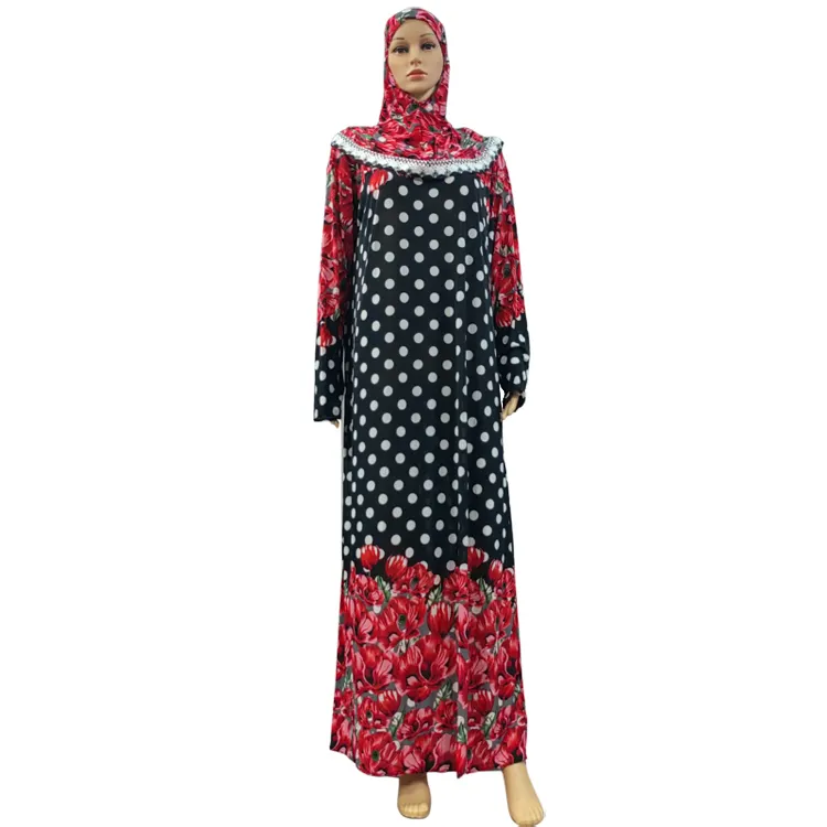최신 블랙 이슬람기도 의류 우아한 Khimar 여성 Hijab 드레스 이슬람 의류 두바이 터키 Namaz Musulman 드레스 Abaya