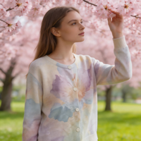 Cardigan fin et décontracté à séchage rapide pour femme, motif floral aquarelle artistique, col rond, manches longues, boutonné, tricoté, printemps automne