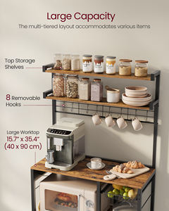 Étagère à pain industrielle <span class=keywords><strong>VASAGLE</strong></span> à 5 niveaux avec prise <span class=keywords><strong>de</strong></span> courant, bar à café avec crochets, étagère <span class=keywords><strong>de</strong></span> rangement <span class=keywords><strong>de</strong></span> <span class=keywords><strong>cuisine</strong></span> - Product Image 5