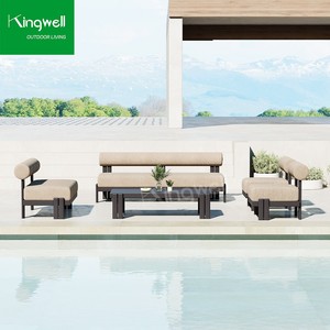 Juego de <span class=keywords><strong>cama</strong></span> de jardín de aluminio resistente a la intemperie moderno sofá de Salón al aire libre para comedor patio muebles de parque de hotel para - Product Image 2