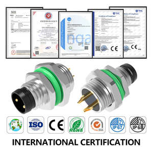 Conector Circular Impermeable M8, Código A, Montaje Frontal, Tipo Soldadura, Contactos Macho, Conector de Montaje en Panel M10*0.75 - Product Image 3