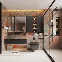 Dalles de marbre rose de luxe avec veines noires pour la décoration des murs et des sols des villas