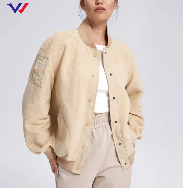 Servizio OEM giacca in pelle di montone da esterno casual con bottoni in agnello tinta unita casual da donna