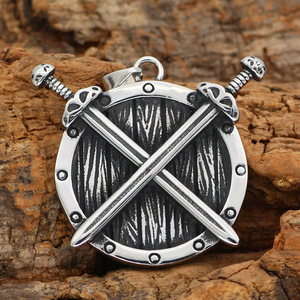 वाइकिंग हार तलवार ढाल युद्ध योद्धा संघ टाइटेनियम स्टील पेलेंट स्टेनलेस स्टील वाइकिंग हार हार - Product Image 2