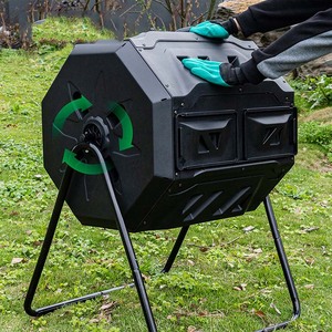 Garden Tumbling Composter Outdoor 43 Gallon Black Dual <strong>Rotating</strong> Batch <strong>Compost</strong> <strong>Bin</strong> - Product Image 2