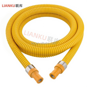 Tuyaux <span class=keywords><strong>de</strong></span> <span class=keywords><strong>gaz</strong></span> en acier inoxydable renforcé, revêtus <span class=keywords><strong>de</strong></span> PVC jaune, sur mesure et en gros, pour la cuisine. - Product Image 2