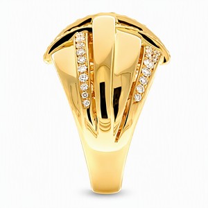 แหวนแต่งงานเพชรแท้ทรงกลม ประดับเพชรเต็มวง ชุบทอง 18k แบบคลาสสิก - Product Image 3