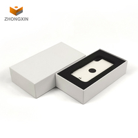 Boîte d'emballage de téléphone portable de luxe personnalisée avec couvercle et base en papier kraft blanc, fabriquée en carton kraft durable