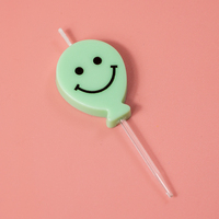 Prix d'usine – Lot de 5 bougies d'anniversaire colorées en forme de ballon pour le visage, décorations de gâteau mignonnes et pastelées pour les fêtes d'enfants et le Nouvel An