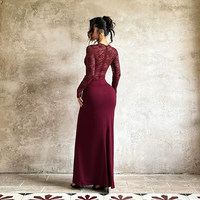 Robe de soirée personnalisée Robe sexy et élégante à manches longues et col rond Robe en dentelle avec perspective pour femmes