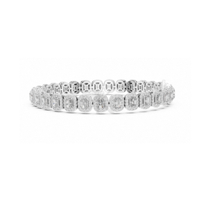 Bracelet tennis en diamants taille radiant avec halo de diamants, sertis de diamants de laboratoire en or jaune, bijou de mariée spectaculaire, parfait - Product Image 6