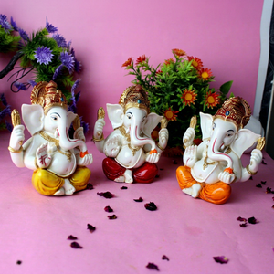 Statue de Ganesh Mukut multicolore artisanale Nirmala |   Statue de l'Idole du Seigneur Ganesha en Résine Colorée, Faite à la Main, Pièce Unique - Product Image 5
