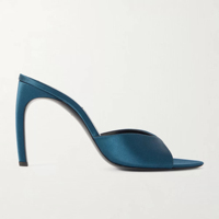 Sandales d'extérieur tendance et sexy à talon aiguille ultra-haut en tissu de soie bleu roi avec doublure en cuir véritable