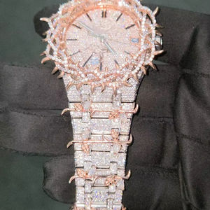 Nouvelle montre de luxe pour homme, style hip-hop, bracelet en acier inoxydable, cadran en verre taillé sur mesure de 40 mm, diamant moissanite, mouvement à quartz MIYOTA - Product Image 2