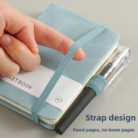 Mini carnet de poche A7 avec texture simili-peau, design simple, bloc-notes portable et carnet de mémos, cadeau avec bande élastique