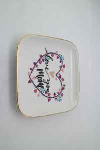 Plateau à bijoux en céramique, porcelaine et grès dolomite Hengfei, motif <span class=keywords><strong>licorne</strong></span> en forme de cœur, bord doré, pour la décoration et le rangement de la maison - Product Image 2