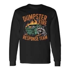 T-shirt à manches longues Dumpster Fire Response Team Raccoon Meme Humor - Product Image 1