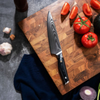 Peralatan Masak Promo Panas 6Pcs Pisau Santoku Baja Damaskus Gagang G10, Pisau Serbaguna, Pisau Pengiris Tulang, Pisau Ambidextrous, Set Pisau Bilah Poles