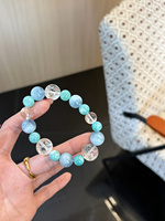 Bracelet Sinyore en Amazonite Naturelle, Quartz Clair et Aigue-marine pour Femme – Bijou Apaisant et Énergisant