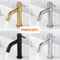 Robinet de lavabo classique à poignée unique en acier inoxydable plaqué or, à montage sur plan, monotrou, avec cartouche céramique, pour usage domestique
