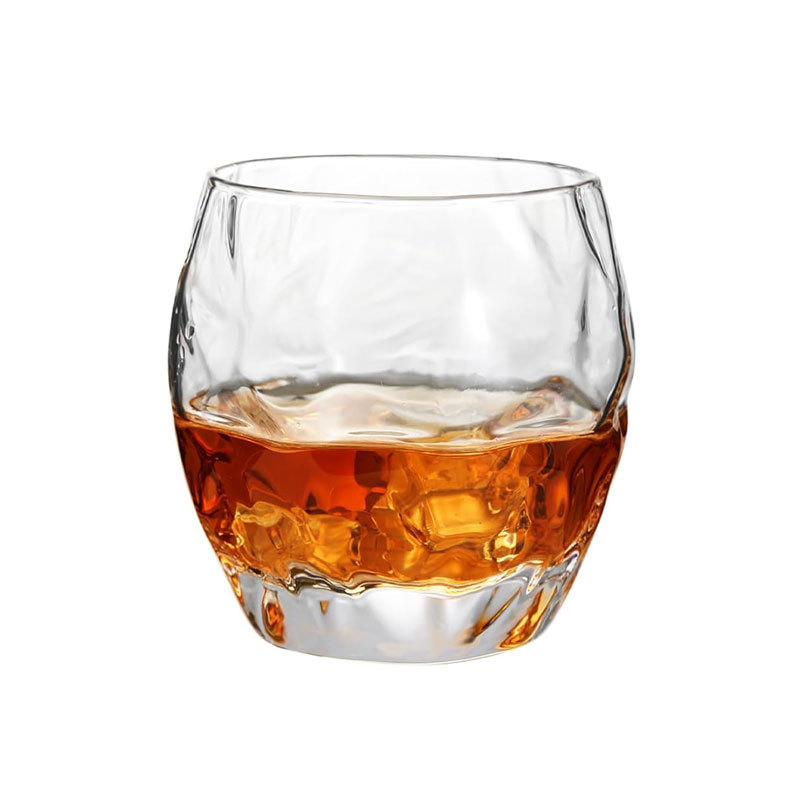 Sunyou Vintage Whisky Nose Glass Handmade Whiskey Tasting Glass Lead Free Crystal Clear Unique Spherical Rock Whiskey Glass