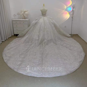 Jancember JJ81 Bling Halter Feather Robe de bal pailletée de mariage Empire - Product Image 2