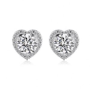 Dylam High Quality Non Tarnish Non Fade S925 <b>Silver</b> Rhodium Plated Eternity Infinity Love 5A Zirconia Heart Shape <b>Stud</b> <b>Earrings</b> - Product Image 1