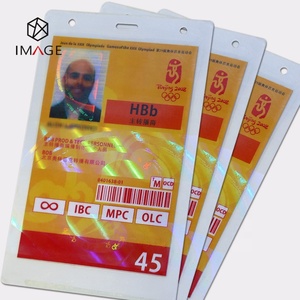 20 Mil Pre Punched Holographic ID Badge <strong>Laminating</strong> <strong>Pouches</strong> with Holes - Product Image 5