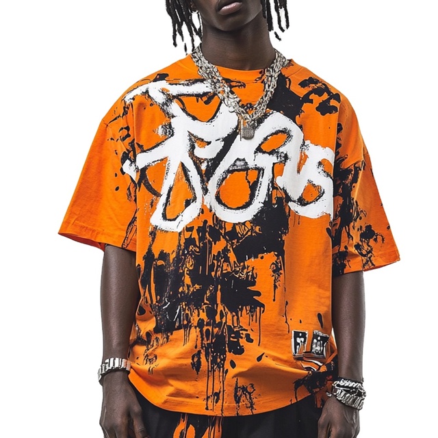 Customizable Men's Street Graffiti Graphic Printed Hip Hop T-shirt 100% Cotton Comfortable Short Sleeve Oversized T-shirt