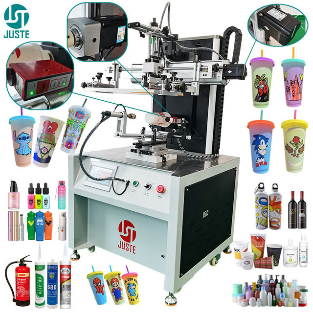 Glass Ampoule Silk Screen Printing Machine Semi Automatic Silicone Wristband Ampoules Bottle Lipstick Lid Container Printer