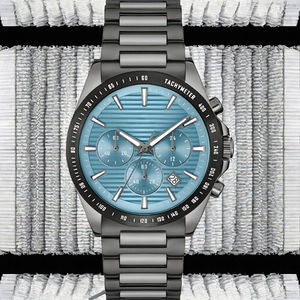 Reloj Deportivo Mecánico de Lujo para Hombre, Manecillas Luminosas Azules, Acero Inoxidable Negro, Resistente al Agua, con Indicador de Semana - Product Image 3