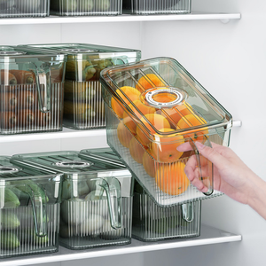 Refrigerator Storage Fresh-Keeping Box Household Draining Food Sealed Container With Handle Stackable Storage <b>Bin</b> - Product Image 1