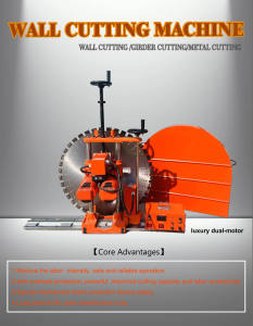 Machine de découpe de mur en béton électrique à double moteur entièrement automatique avec une profondeur de coupe maximale de 50 cm - Product Image 3