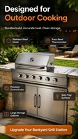 Armoires/îlots de barbecue à gaz en acier inoxydable robustes et réglables, commande par bouton, dispositif de protection haute pression, montage facile