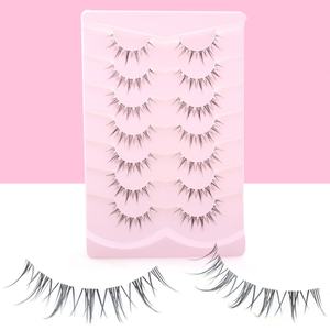 Pestañas de Algodón Negras, Estilo Manga Anime, Hechas a Mano, 7 Pares, Grosor de 0.07MM, Aspecto Natural, Efecto Wispy, Venta al Por Mayor - Product Image 6