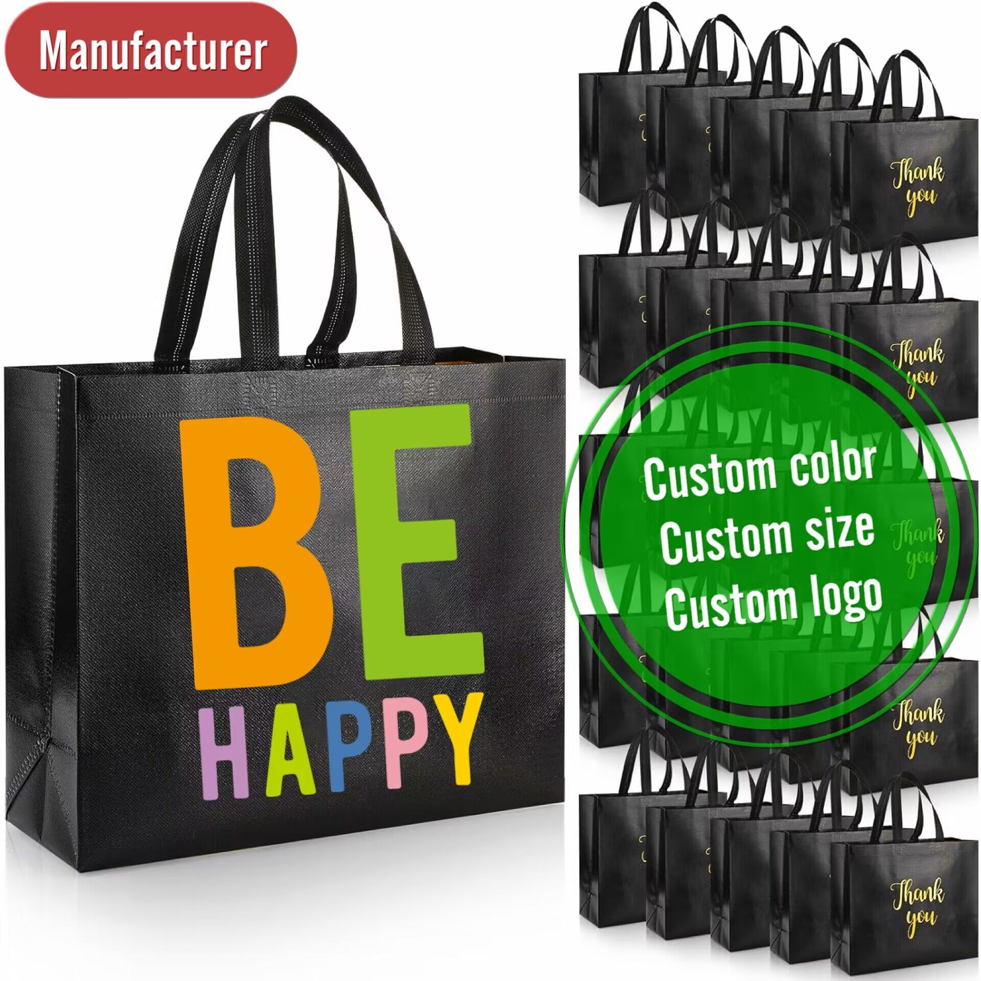 reusable eco non-woven pp nonwoven fabric shopping tote bags pp Custom Non Bags Woven fabric recycle tote bags 100 gsm