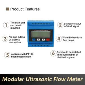 电池供电便携式RS485管道安装模块化工业纯冷废水夹装超声波流量计 - Product Image 5