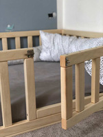 Cadre de lit double en bois massif naturel durable, lit au sol en bois Montessori pour enfants