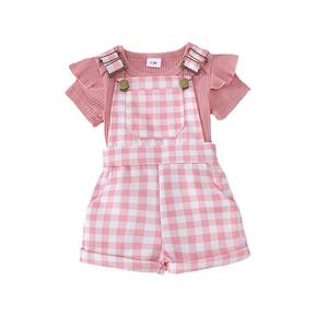 <span class=keywords><strong>ชุด</strong></span>เสื้อมีฮู้ดสำหรับเด็กผู้หญิง<span class=keywords><strong>ชุด</strong></span><span class=keywords><strong>เอี๊ยม</strong></span><span class=keywords><strong>ลาย</strong></span><span class=keywords><strong>สก๊อต</strong></span>แขนสั้นสีพื้นฤดูร้อน - Product Image 4