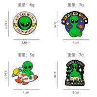 Nouvelle Broche Alien Transfrontalière, Accessoire Créatif et Ludique de Style Dessin Animé, Décoration pour Vêtements, Chapeaux, Sacs d'école, Badge en Alliage de Zinc avec Effet Goutte d'Eau