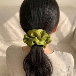 Elastico per Capelli da Donna in Tulle e Raso Verde Personalizzabile, Stile Retrò Coreano, Semplice e Dolce, Fatto a Mano - Product Image 6