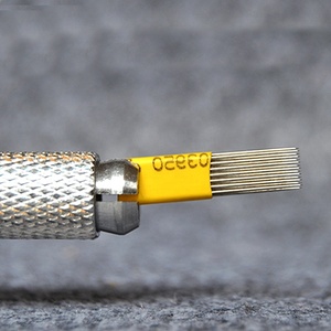 Bingyuanes — aiguilles de <span class=keywords><strong>tatouage</strong></span> en acier inoxydable à Double rangée inclinée, outil à <span class=keywords><strong>main</strong></span> pour le perçage des sourcils et du Micorblading, avec boîtier jaune - Product Image 2