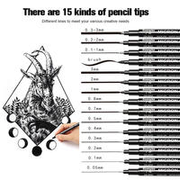 Guangna Art Supplies – Lot de 15 marqueurs permanents noirs à pointe fine et ronde, résistants à l'eau, pour dessin et traçage, en gros, personnalisables en usine