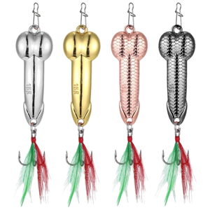 OEM 10g/15g/20g/28g/35g/43g/50g Leurre de pêche en métal, Spinner, Jig, Wobbler, Cuillère à paillettes Or Argent, Leurre en forme de pénis - Product Image 1