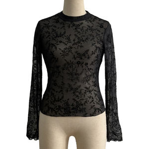 Haut sexy pour femmes avec <span class=keywords><strong>effet</strong></span> dentelle, motif floral floqué et tissu en polyester doux pour le confort et le glamour - Product Image 3