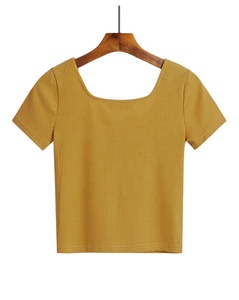 Personalizar tipo polo camiseta de manga corta  feminina camiseta corta blanca <span class=keywords><strong>mujer</strong></span> básica - Product Image 6