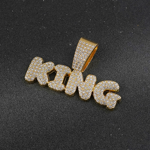 Hot Selling OEM Iced Out Diamond Crystal <b>Necklace</b> Hip Hop Punk Women Jewelry Letter Rhinestone King Letter Pendant <b>Necklace</b> - Product Image 3