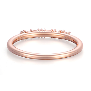 Anillo de oro rosa macizo de 10k, 14k, 18k, anillo de eternidad 1/3 con banda de diamantes de laboratorio de corte esmeralda, anillo de boda unisex, anillos minimalistas para parejas - Product Image 2