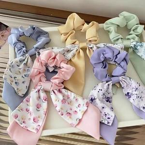 Coleteros de Cinta Floral de Alta Calidad para Mujer, Lazos de Pelo de Seda Satinada, Venta Caliente Transfronteriza, Accesorios para el Cabello con Lazo para Cola de Caballo - Product Image 2