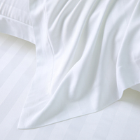 Set seprai katun polos putih 6080S 100% katun 3cm garis Hotel kamar tidur staples panjang katun sisir satin Jacquard bambu